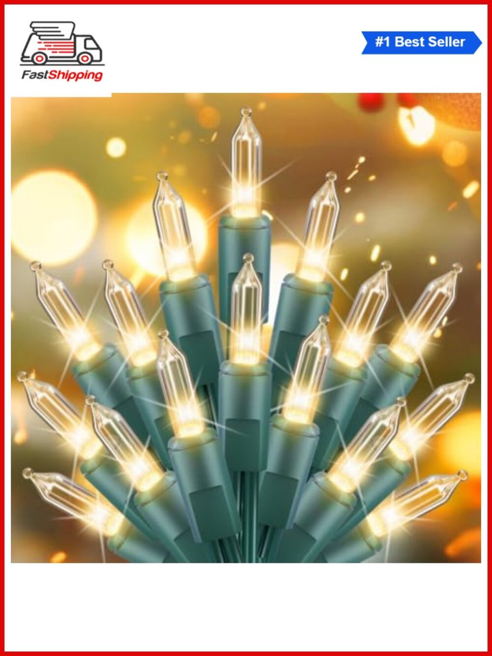 🎅 Clear Christmas String Lights 50 Count 10 Ft Incandescent Warm White